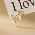 thumbnail image 7 of EOEMY Women 925 Sterling Silver Crystal Bow Drop Dangle Stud Earrings Jewelry-Gold, 7 of 7