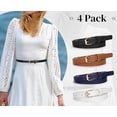 thumbnail image 2 of 4 Pack Skinny Women Leather Belt for Dresses Thin Waist Belt for Jeans Pants with Gold Buckle, 2 of 8