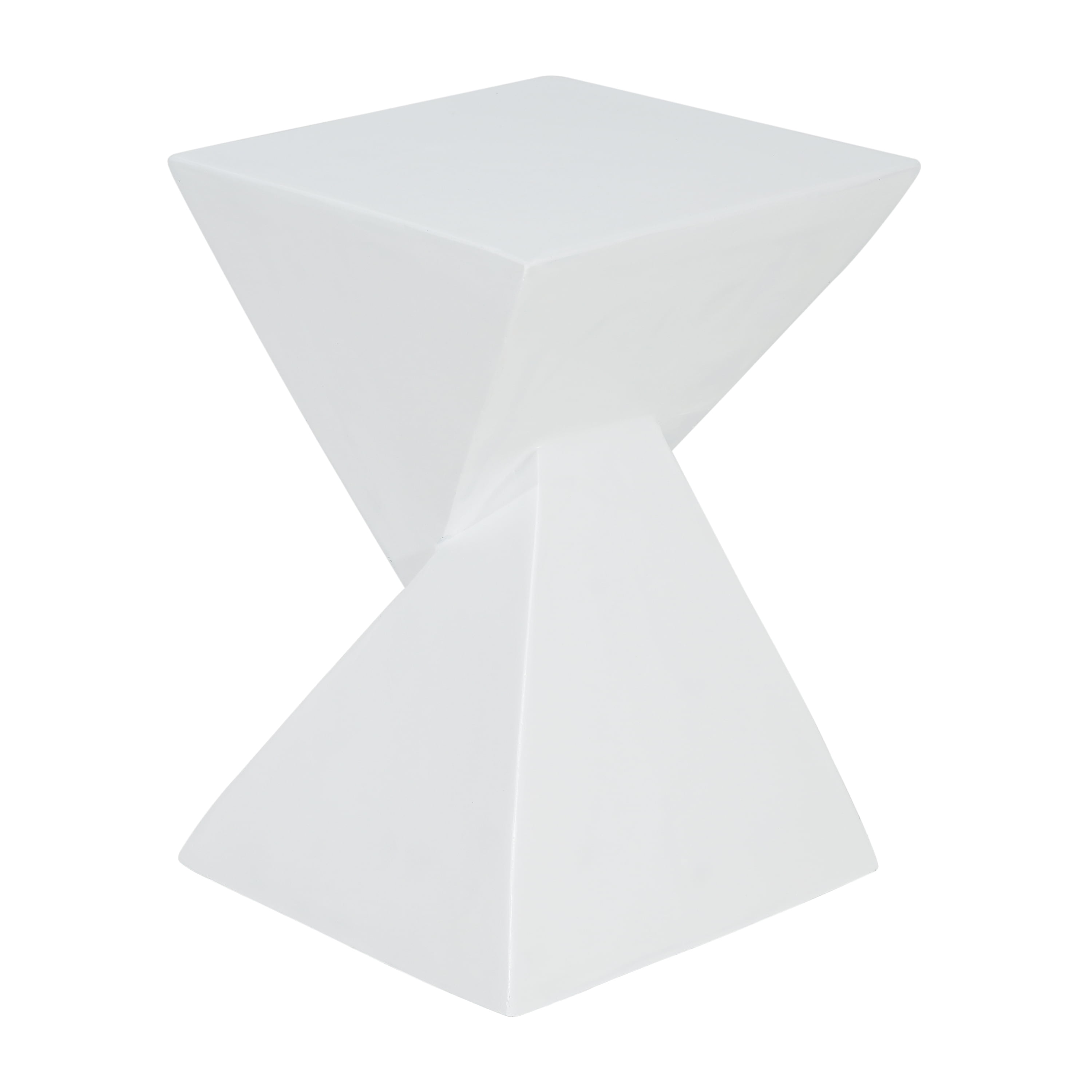 Mintazer Modern Two-Tone Inverted Pyramid MGO Side End Table, Geometric Square Accent Stool Table with Weather Resistant for Patio Living Room Bedroom Outdoor, Black & White