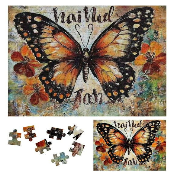 Patifu Wooden Jigsaw Puzzle Butterfly Flowers Painting Theme Family Friends Gift 500 Pieces 300 PCS