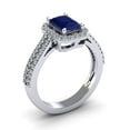 thumbnail image 2 of SuperJeweler 1 1/2 Carat Octagon Shape Created Sapphire and Halo Diamond Ring In Sterling Silver For Women, 2 of 6