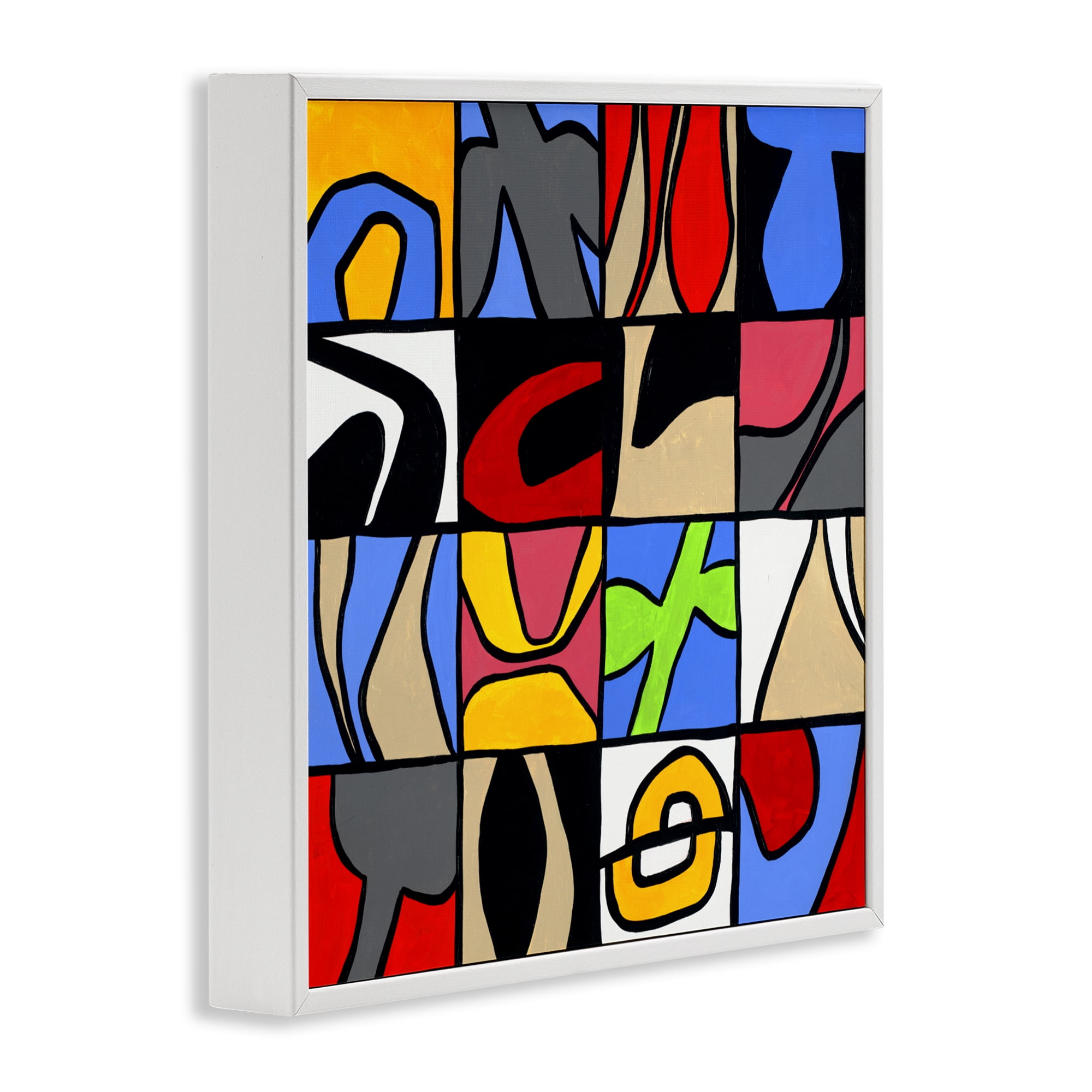 Stupell Industries Alternating Contrast Shapes Abstraction White Framed Giclee Art, design by Ruth Fromstein