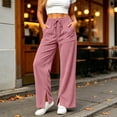 thumbnail image 3 of Ozmmyan Wide Leg Sweatpants for Womens Corduroy Drawstring Elastic Waist Flare Trousers with Pockets Split Hem Fall Winter Casual Solid Color,S-2XL, 3 of 6