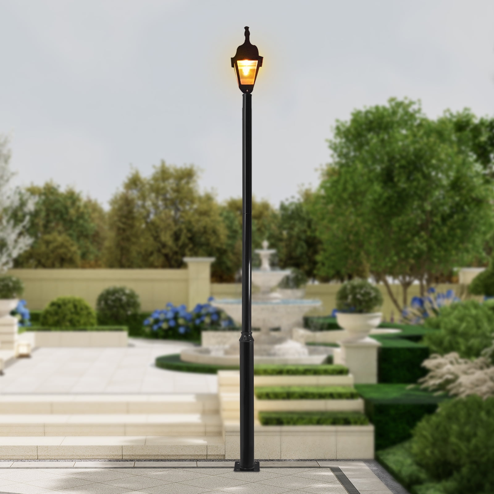 Street Light Pole 10Ft, Heavy Duty Metal Solar Lamp Posts, Outdoor Light Pole with Mounting Steel Anchors for Street Lights, Solar Lights, Cameras (10 FT 114+76mm)