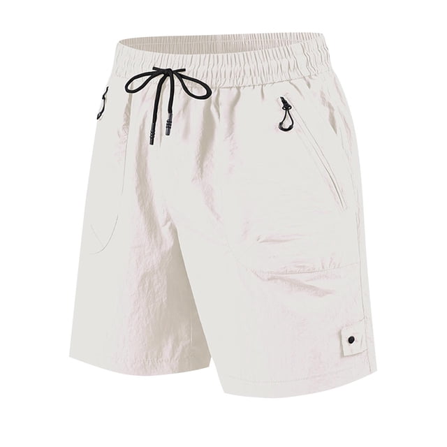 Shorts for Men, Polyester Quick-Dry Outdoor Work Pants with Straight-Leg Loose Fit, Black L