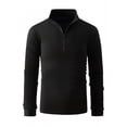 thumbnail image 3 of Blusa y camisa de manga larga con cuello alto para hombre, color liso, con cremallera, deportiva, de manga larga y cuello alto., 3 of 8
