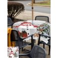 thumbnail image 4 of Outdoor Tablecloth with Umbrella Hole and Zipper, Grey Snowman Christmas Square Table Cloth 54x54 Inch Waterproof Tablecloth, Xmas Tree Branch Birds Picnic Table Cover for Patio Camping, 4 of 7