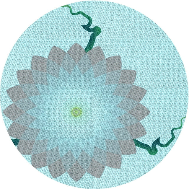 Ahgly Company Machine Washable Indoor Round Transitional Blue Hosta Blue Area Rugs, 5' Round