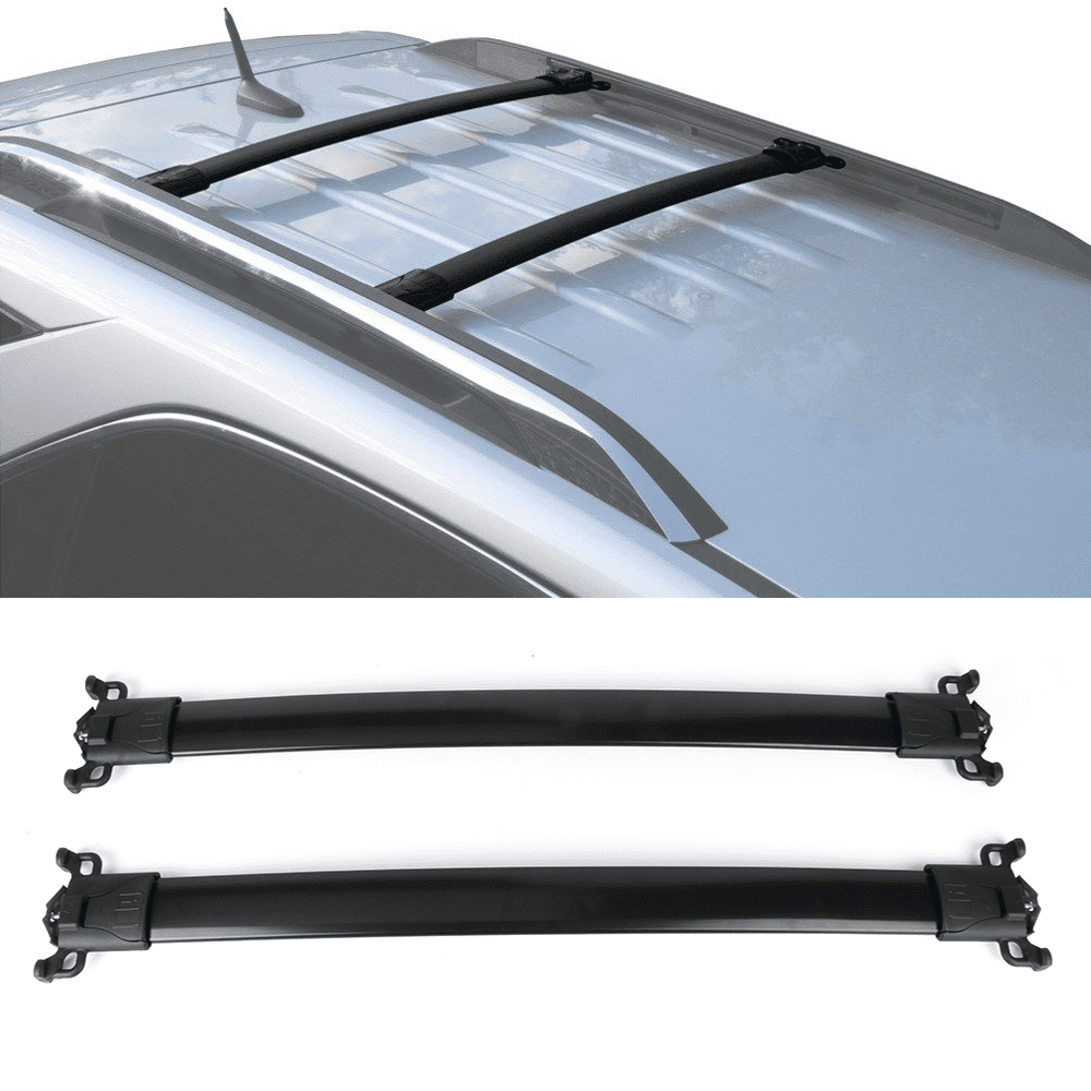 Ikon Motorsports Compatible with 10-17 Chevy Equinox GMC Terrain Factory Style Top Roof Rack Cross Bar Black