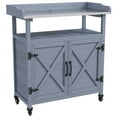 thumbnail image 1 of Outsunny Banc de Rempotage Extérieur avec Rangement, Roues, Gris, 1 of 10
