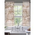 thumbnail image 2 of Brown Coastal Sheer Curtains 63 Inch Long 2 Panels, Nautical Starfish Seahorse Coral Summer Light Filtering Rod Pocket Curtains, Sheer Voile Drapes for Living Room Bedroom, 52"x63", 2 of 8