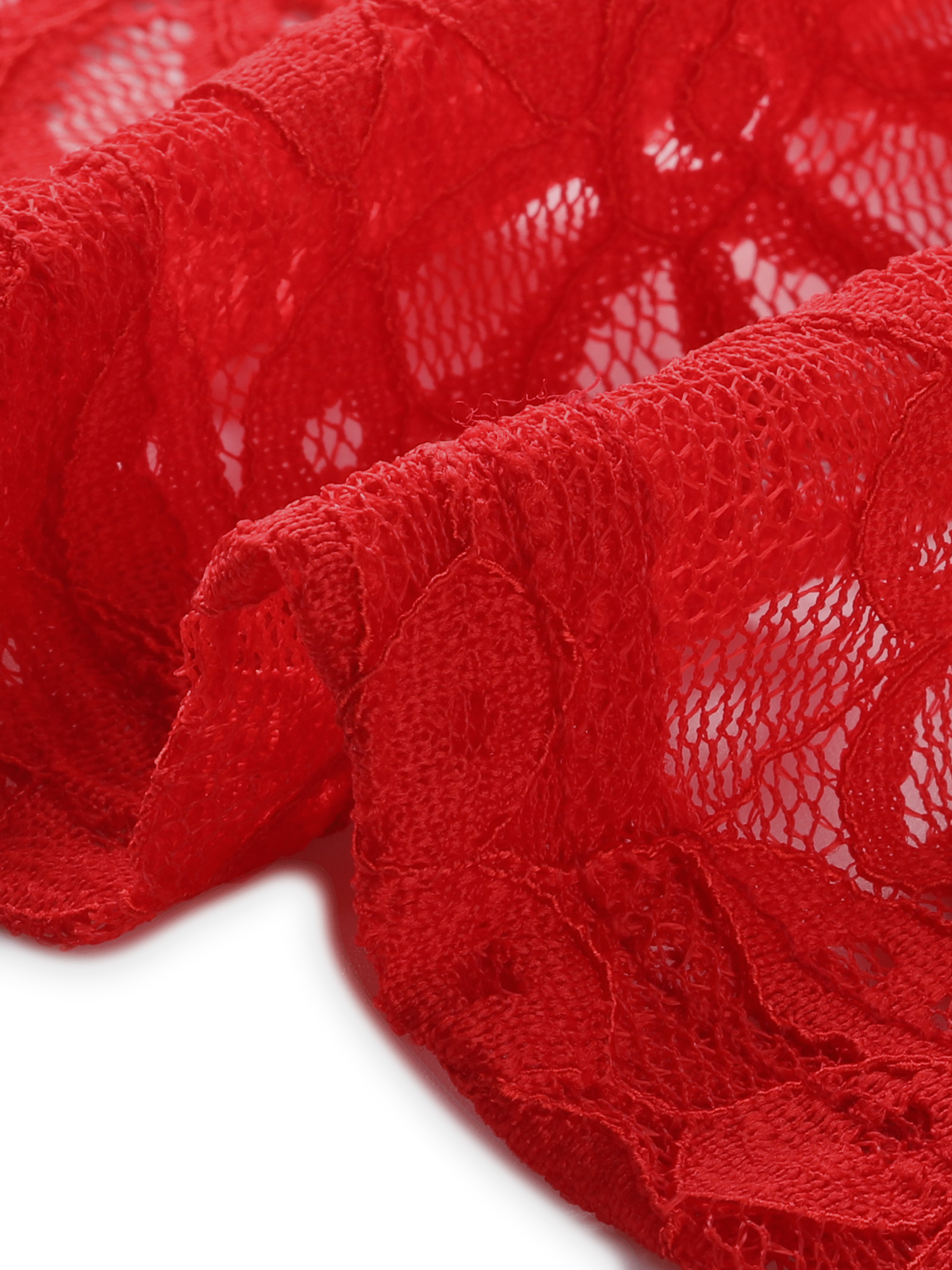 DARING DIVA Women's Plus Size Open Front 3/4 Sleeve Sheer Lace Cardigan 1X Red