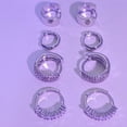 thumbnail image 2 of 925 Sterling Silver Stud Hook Post Hoop Earrings for Women,Hypoallergenic Silver Chunky Gold Plated Earrings 4 Pairs Set Gift for Women, 2 of 4