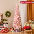 thumbnail image 2 of Gymax 8 FT Artificial Pink Christmas Tree w/ 1000 Branch Tips Folding Metal Stand, 2 of 10