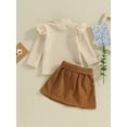 thumbnail image 4 of Bslissey Toddler Baby Girls 2Pcs Fall Outfits Long Sleeve High Neck Tops + Corduroy A-Line Skirt with Belt 6M 12M 18M 24M 3T 4T Infant Casual Daily Clothes Set, 4 of 8