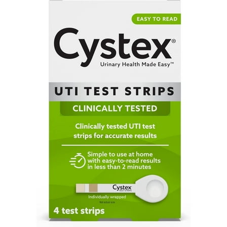 Cystex UTI Test Strips for Women, At-Home Urinary Tract Test, 4ct