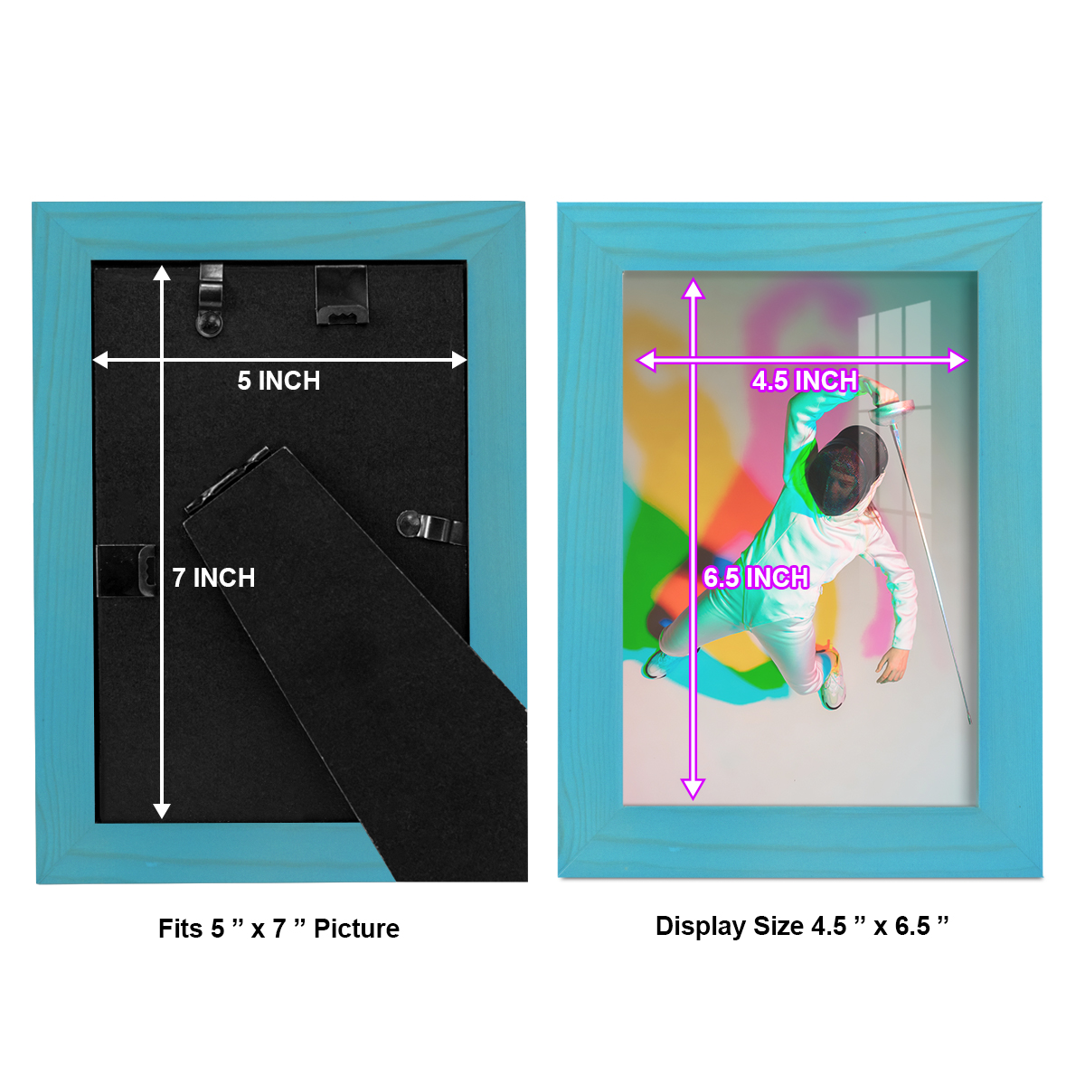 5x7 Wood Grain Picture Frame - Cyan