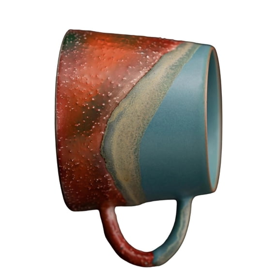 Low Wide Ceramic Coffee Cup with Handle Desk Mugs for Everyday Hot Beverages