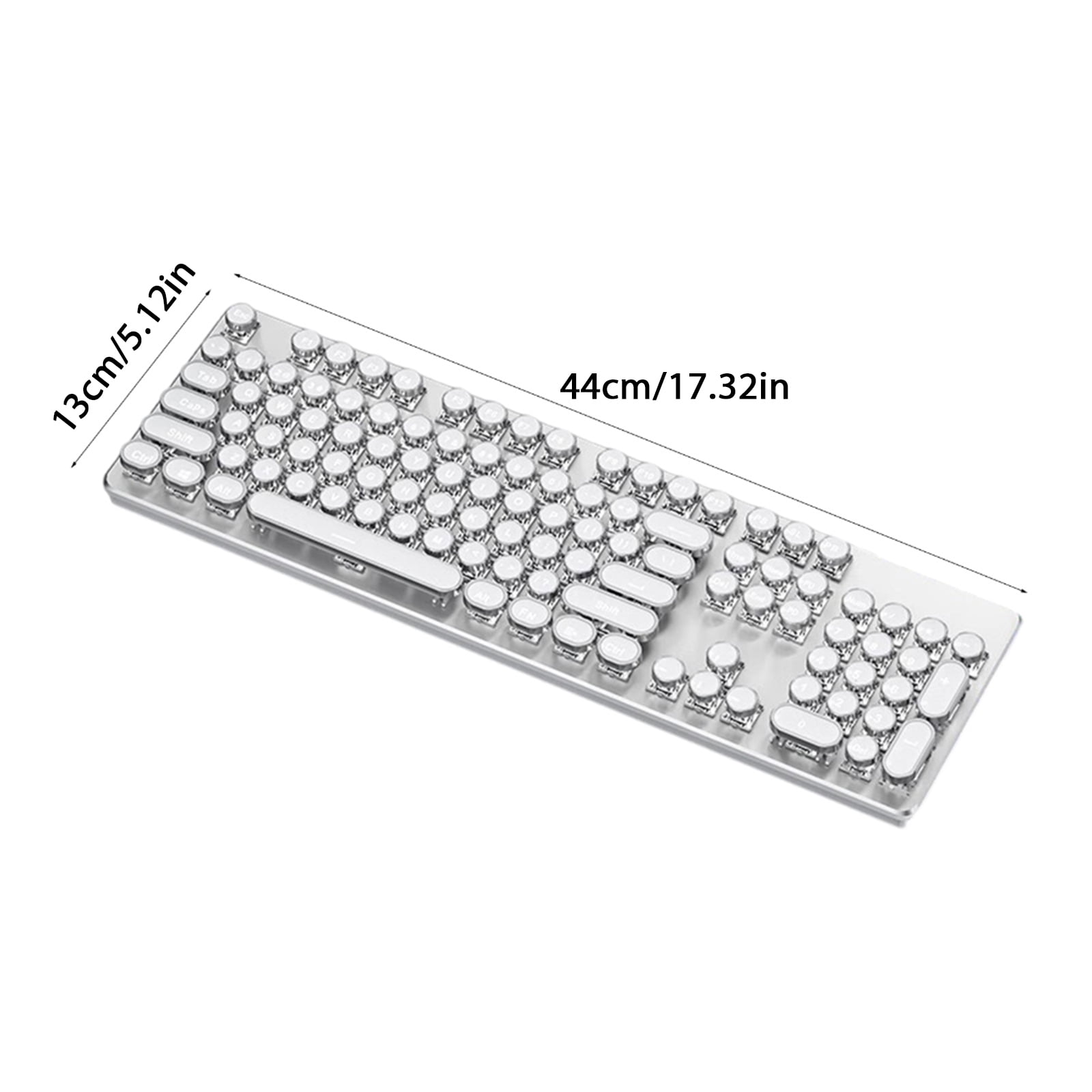 Typewriter 104-Key Mechanical Keyboard with Retro Punk Round Keycaps White Lighting Control, White