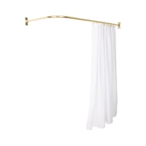 Utopia Alley Rustproof Wall Mounted Aluminum L-Shaped Corner Shower Curtain Rod, 68 inch Size by 28 inch, Gold