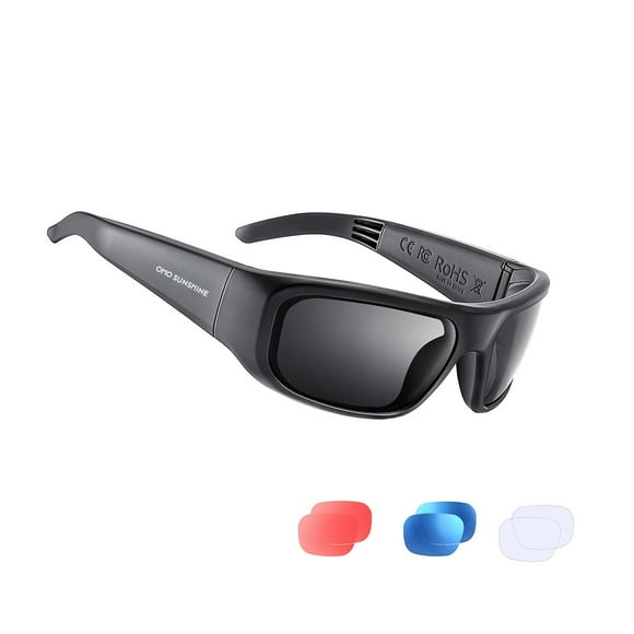 OhO sunshine Lunettes Audio, Contrôle Vocal et Style Oreille Ouverte, Écoutez de la Musique et des Appels avec Volumateur Haut et Bas, Lunettes Intelligentes Bluetooth 5.0 et Fonction Étanche IP44 pour Sports Extérieurs