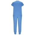 thumbnail image 6 of Pxxlle Scrubs for Women Set Jogger Pants and V Neck Short Sleeve Scrub Tops Solid Color Nursing Uniform with Pockets Light Blue L, 6 of 10