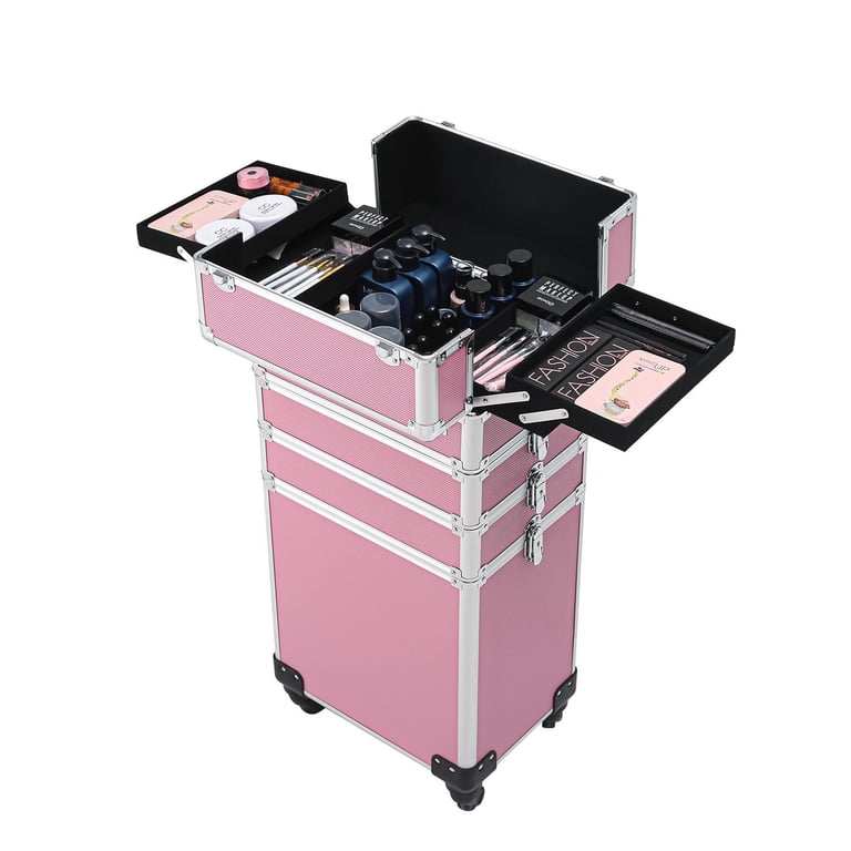 Rolling Makeup Train Case, Pink Leopard Pattern photo 4