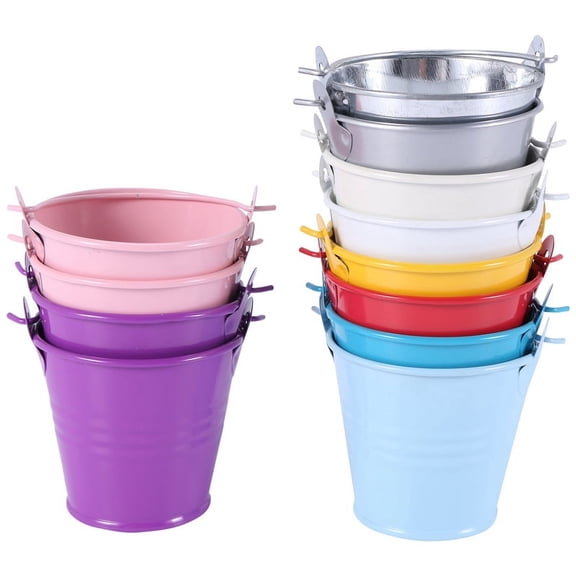 12pcs Planter for Flowers Mini Buckets Metal Table Decoration (Random Color)