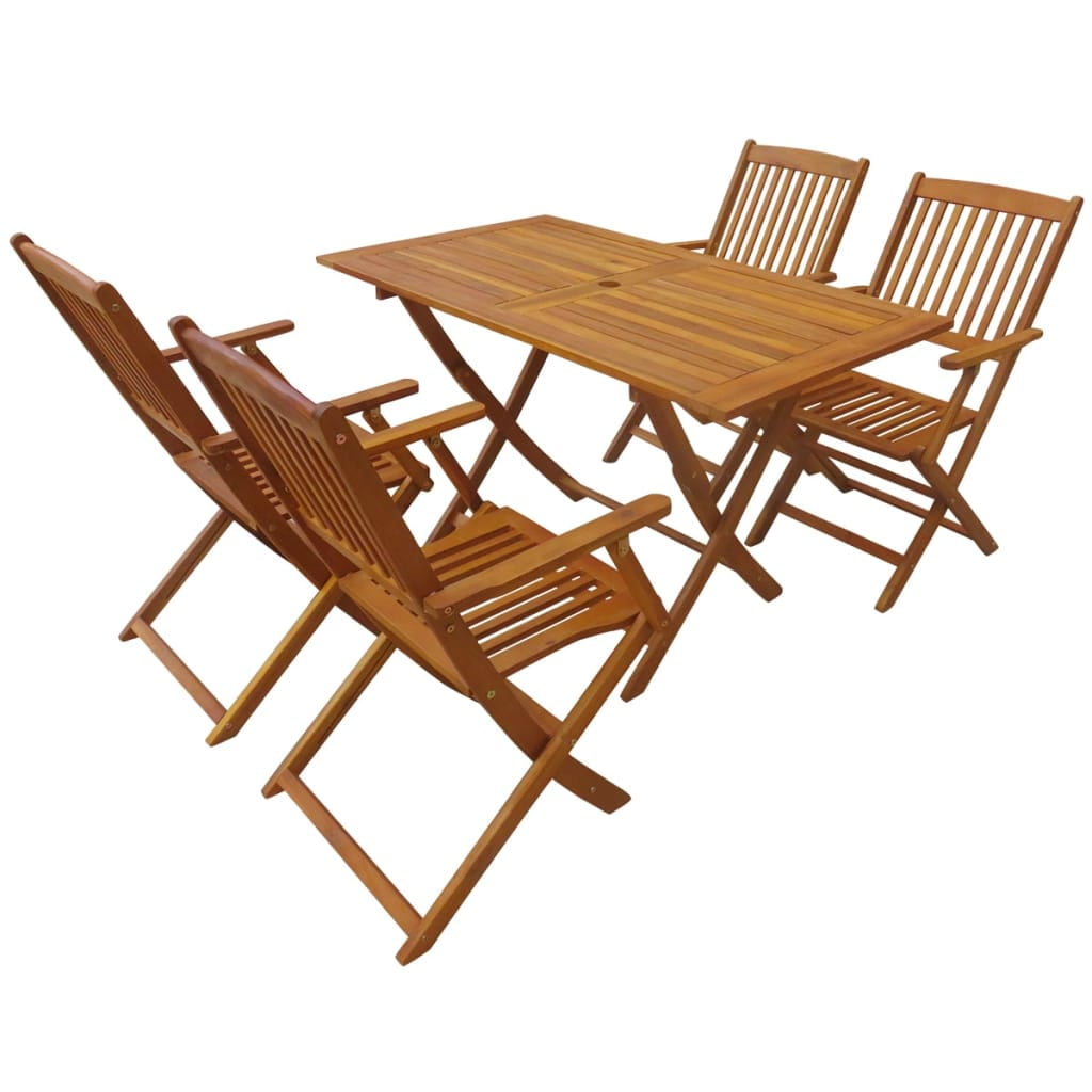Kepooman Outdoor Patio Solid Eucalyptus Wood Folding Dining Table Set, Set of 5, Brown Kepooman Outdoor Patio Solid Eucalyptus Wood Folding Dining Table Set, Set of 5, Brown