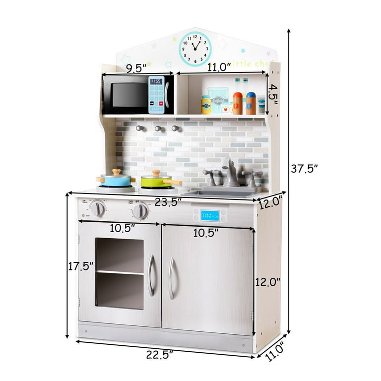 Giantex Kids Kitchen Playset Wooden Pretend Cooking Playset w