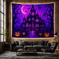 thumbnail image 6 of Haunted Mansion on a Stone Path with Glowing Pumpkins, Spooky Gothic for Decor Fans, Eerie Art Decor, Halloween Gift, Tapestry Wall Hanging for Bedroom and Living Room, 6 of 7