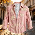 thumbnail image 4 of Men's 70s Retro Floral Long Sleeve Shirt Bohemian Loose Casual Hippie Top Vacation Holiday Travel Blouse, 4 of 5