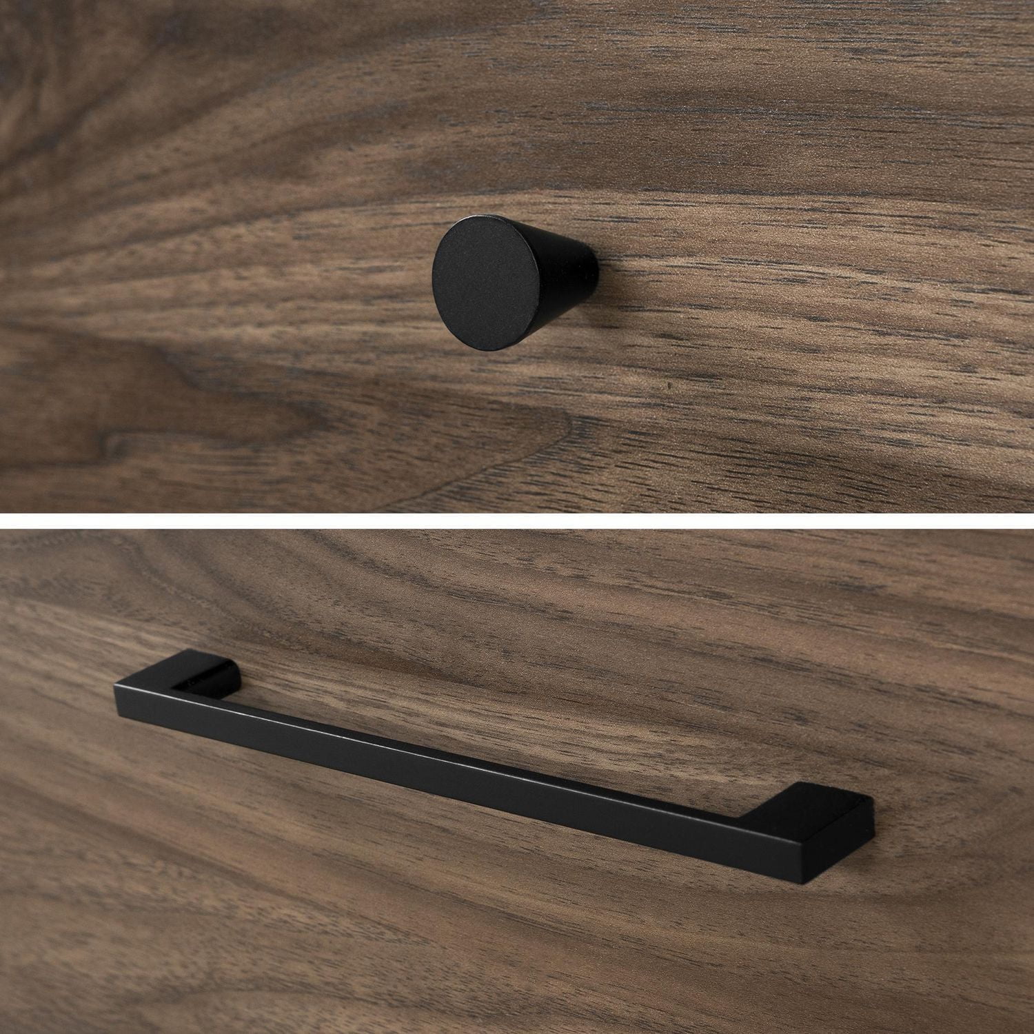 South Shore, collection Flam, Commode de rangement 7 tiroirs Noyer naturel et Noir mat