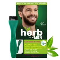 Herb For Men, PPD & Ammonia Free Mustache & Beard Dye, Vegan Natural Ingredients, Odorless, No More Skin Irritations from Coloring for Sensitive Skin – Deep Brown