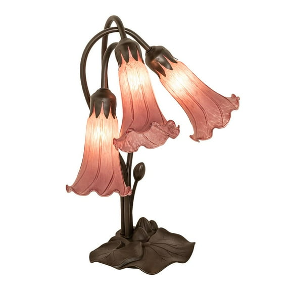 Meyda Lighting 16" High Lavender Pond Lily Tiffany Pond Lily 3 Light Accent Lamp