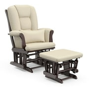 Storkcraft Tuscany Infant Nursery Glider & Ottoman Espresso with Beige