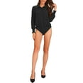 thumbnail image 2 of INSPIRE CHIC Long Sleeves Leotard Shirt for Women's Collared Business Dressy Bodysuit Top, 2 of 6