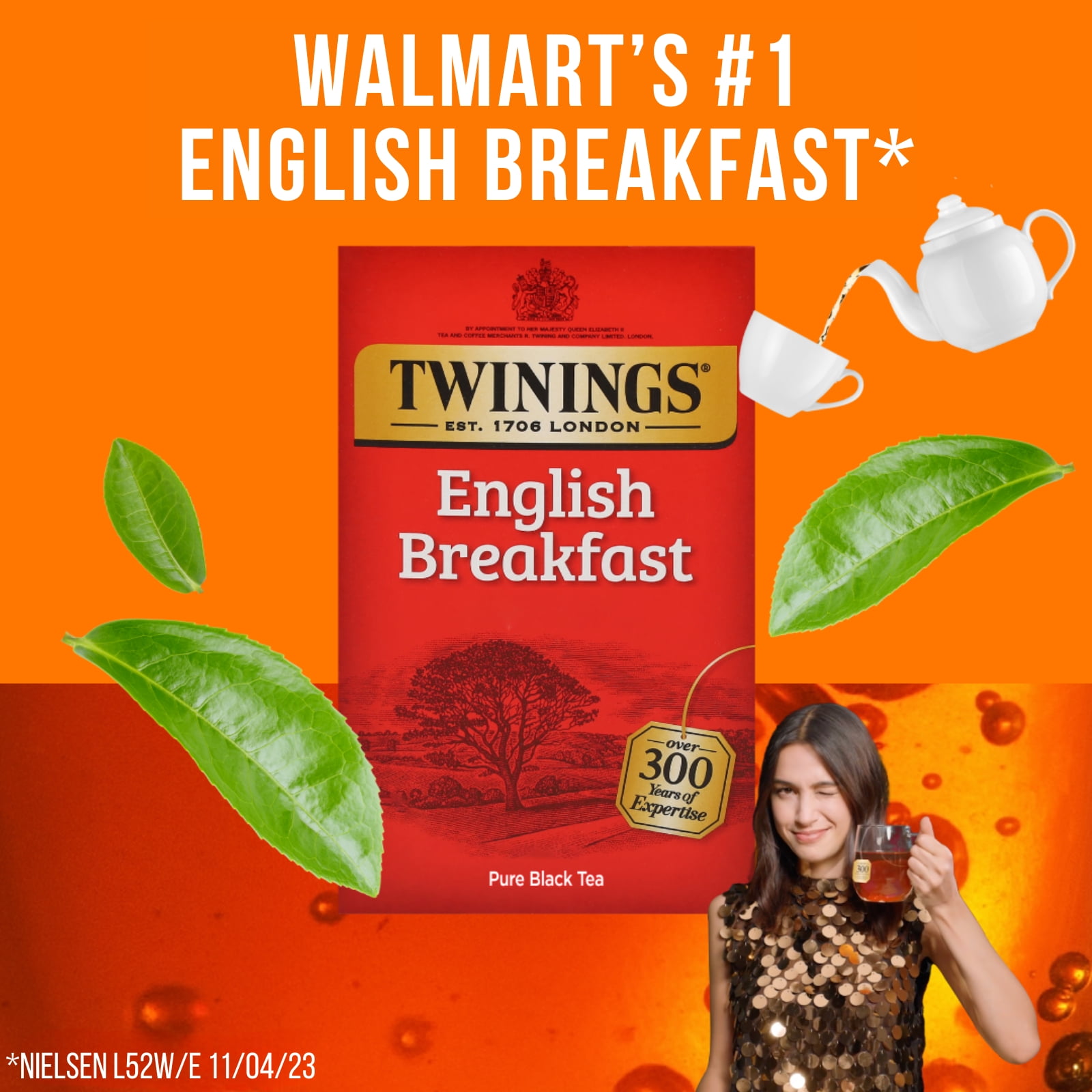 (4 pack) Twinings English Breakfast Pure Black Tea Bags, 50 Count Box