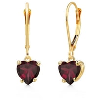 Gem Stone King 14K Yellow Gold Red Rhodolite Garnet Earrings for Women | 1.44 Cttw | Gemstone January Birthstone | Heart Shape 6MM