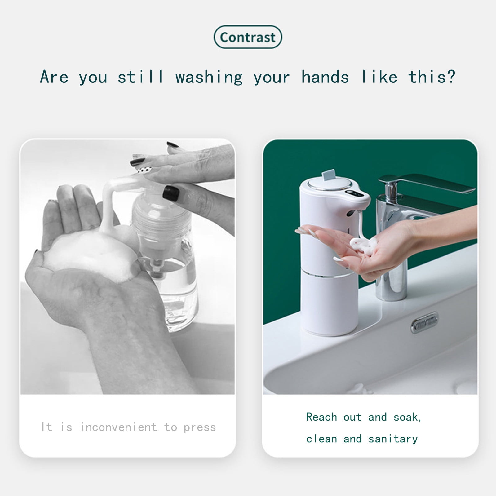 Automatic Foaming Soap Dispenser, Electric Foam Hand Soap Dispenser, USB Rechargeable Touchless for Bathroom Countertop, Kitchen
