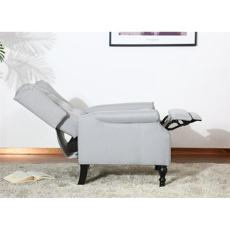 Home Toddman High Back Fabric Club Chair Push Back Recline Light Grey