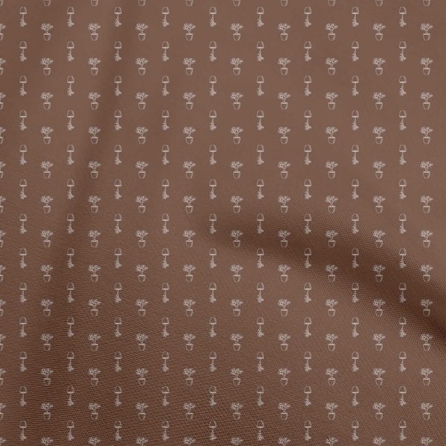 oneOone Polyester Spandex Brown Fabric House Plants Sewing Craft Projects Fabric Prints By Yard 56 Inch Wide