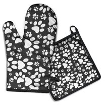 Black Paw Kitchen Oven Mitt and Pot Holder Sets 2 Pcs for Baking, Cooking and Grilling, Heat Resistant Up To 392 °F