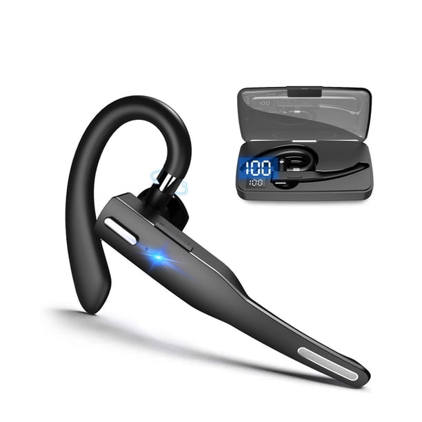 Auriculares Bluetooth para teléfono móvil, auricular inalámbrico con pantalla LED, estuche de carga inalámbrica de 450mAh, oído único manos libres