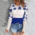 thumbnail image 2 of Tops Para Mujer Blusa Casual Elegante Camisas de Manga Larga Otoño Damas Moda Cuello Redondo Impreso Camiseta de Encaje Top Odeerbi  ODB169188, 2 of 5