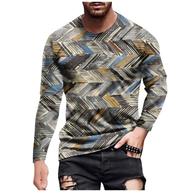Men's T Shirt Graphic Abstract Neck Clothing Apparel Outdoor Long Sleeve Print Fashion Designer Vintage 2XL