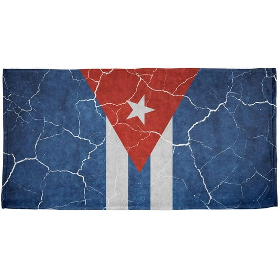 Distressed Cuban Flag All Over Beach Towel