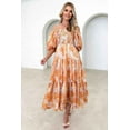 thumbnail image 6 of Womens Bohemian Off Shoulder Floral Print Pleated Maxi Dress (S, MultiYellow), 6 of 8