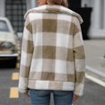 thumbnail image 6 of Fall Jacket Women Plaid Fleece Sherpa Zipper Lapel Coat With Pocket Color Block Warm Winter Clothes, 6 of 7