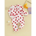 thumbnail image 2 of Bagilaanoe Newborn Baby Girl Boys Valentine's Day Jumpsuit Heart Print Long Sleeve Bodysuit 3M 6M 12M 18M 24M Infant Spring One Piece Romper, 2 of 8